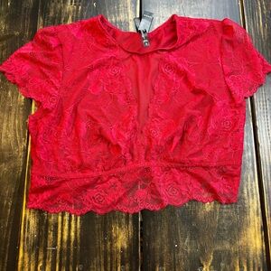 Torrid Red Lace Crop Top